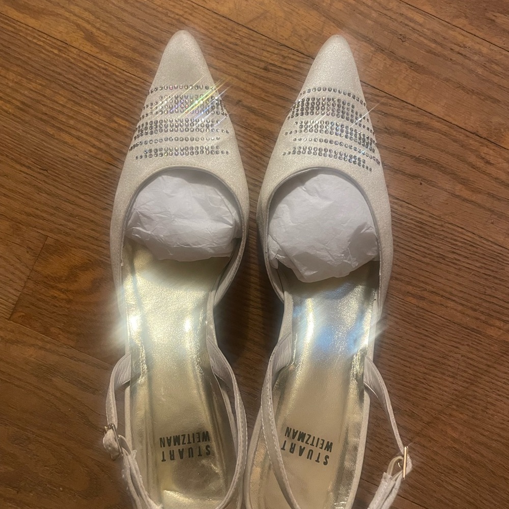 Vintage Stuart Weitzman Gold & Cream embellished Heels 9.5 - Picture 4 of 9